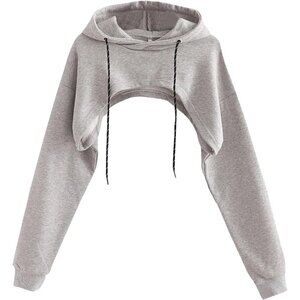 Remidoo Sweatshirt Women Grey Super Top Pullover Long Sleeve Drawstring Hoodie